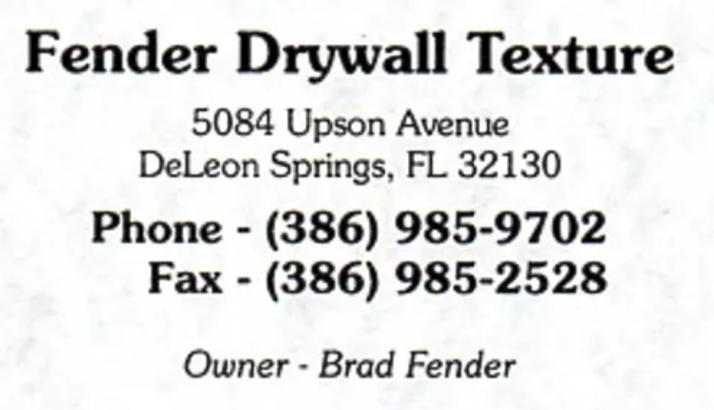 Fender Drywall Texture